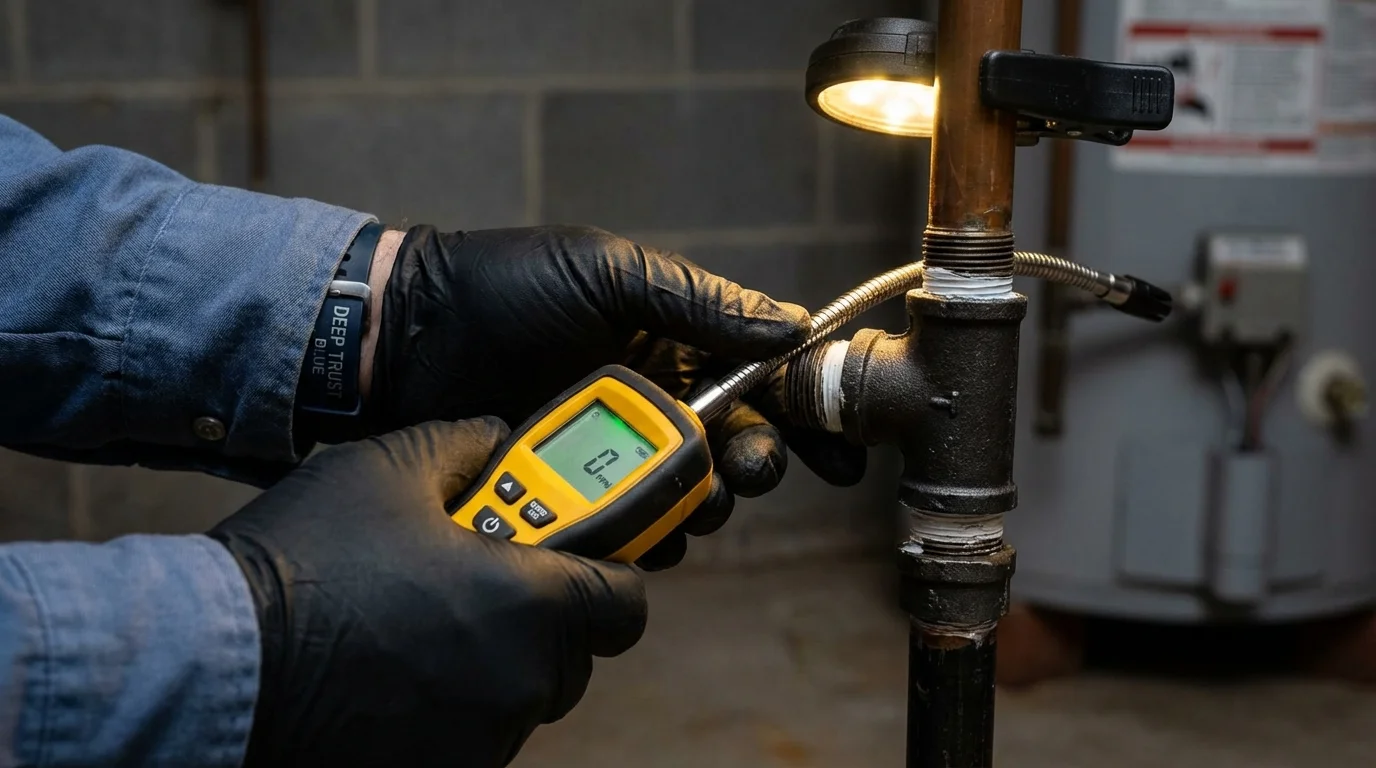 Gas leak detection with electronic sniffer by Johns Plumbing LLC in Bernie