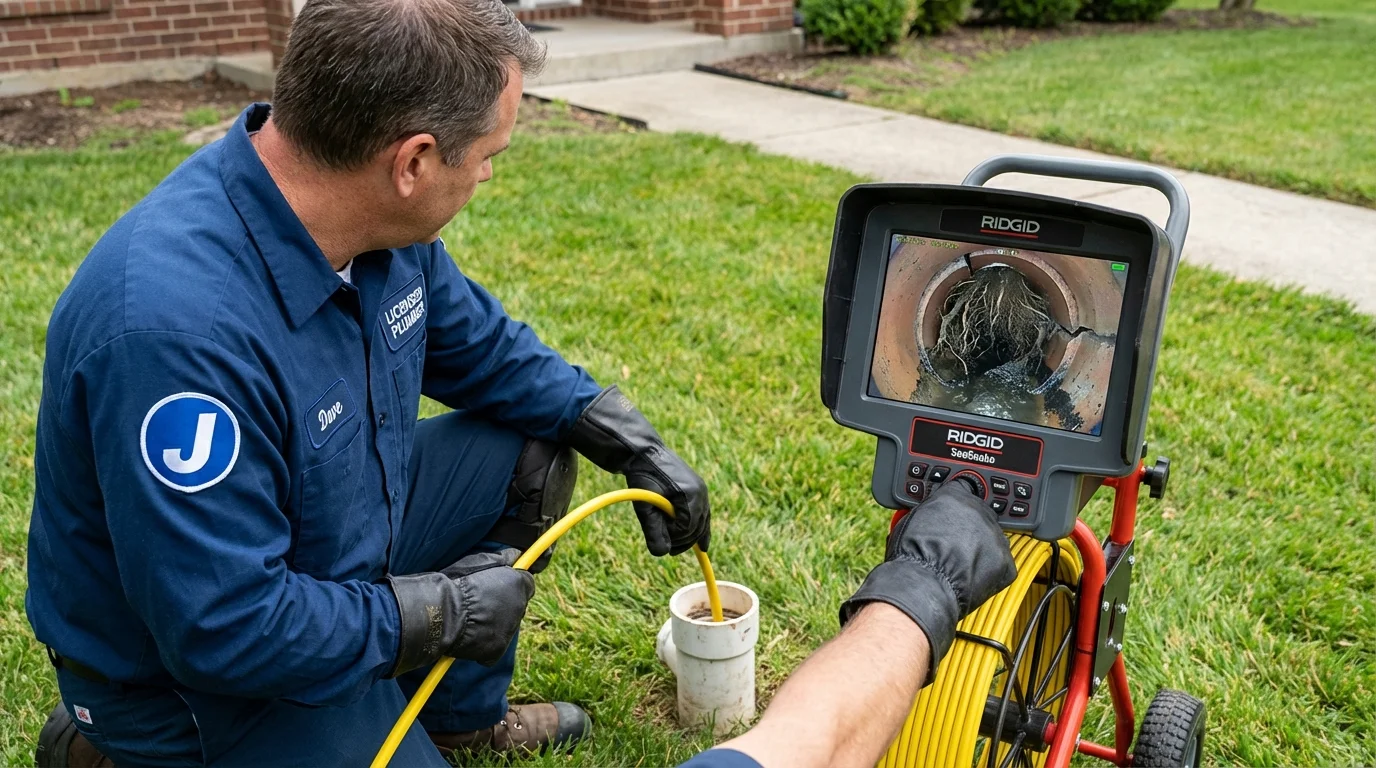 Sewer camera inspection being performed by Johns Plumbing LLC in Bernie