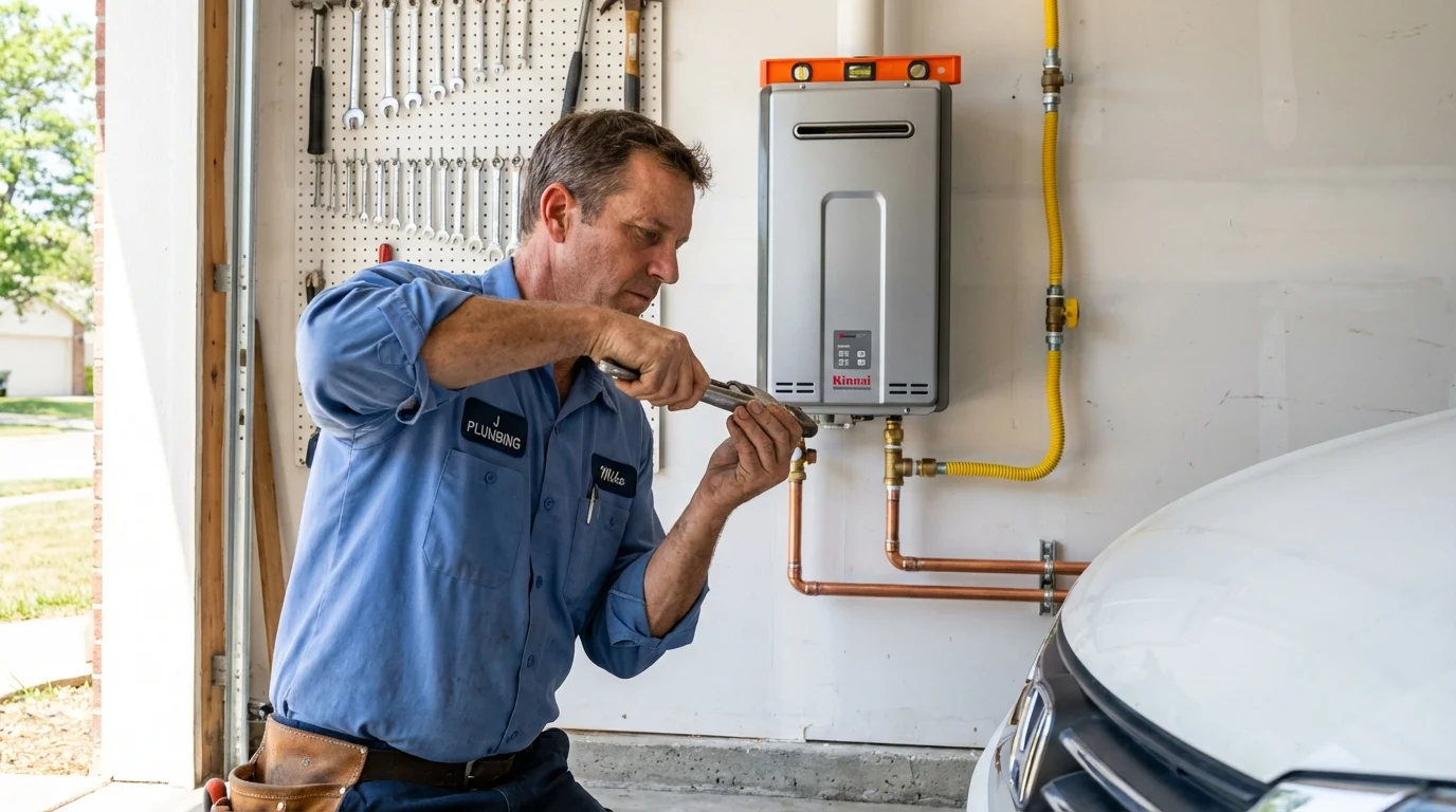 Tankless water heater installation by a Johns Plumbing LLC plumber in Bernie